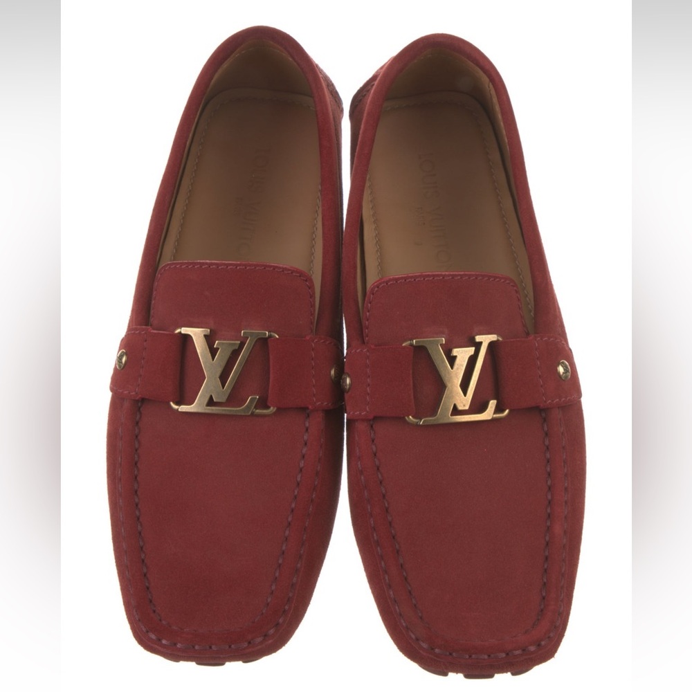 Louis Vuitton Monte Carlo Red Suede Loafers - Picture 4 of 5